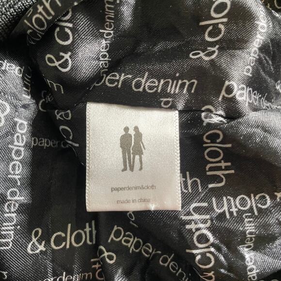 Paper Denim & Cloth Mens Faux Leather Bomber Moto Jacket Black Size XL Full Zip - Picture 8 of 9